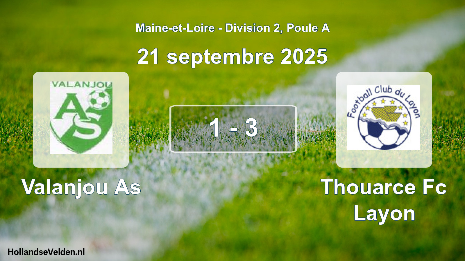 Gespeelde wedstrijd: Valanjou As - Thouarce Fc Layon 1 - 3 (21 septembre 2025)