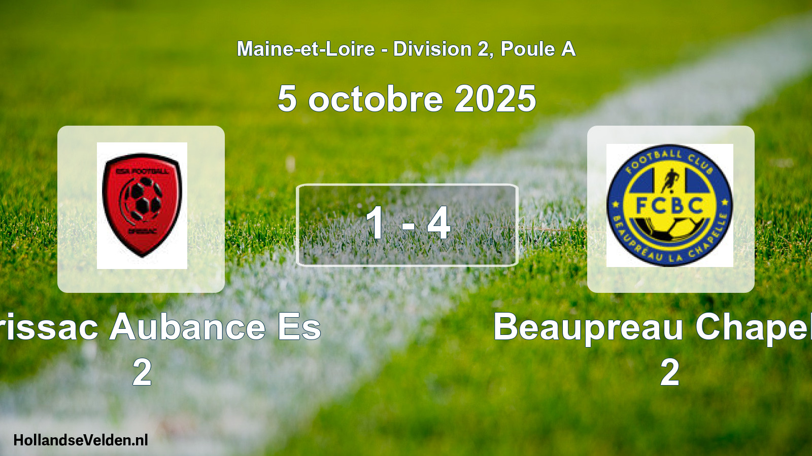Gespeelde wedstrijd: Brissac Aubance Es 2 - Beaupreau Chapelle 2 1 - 4 (5 octobre 2025)