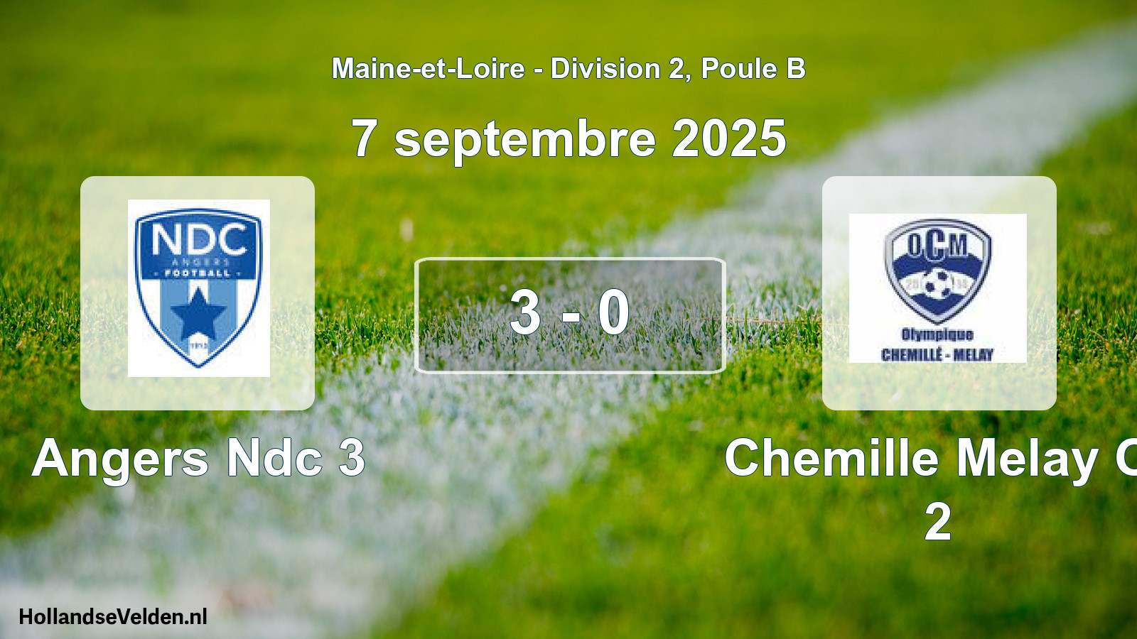 Gespeelde wedstrijd: Angers Ndc 3 - Chemille Melay O 2 3 - 0 (7 septembre 2025)