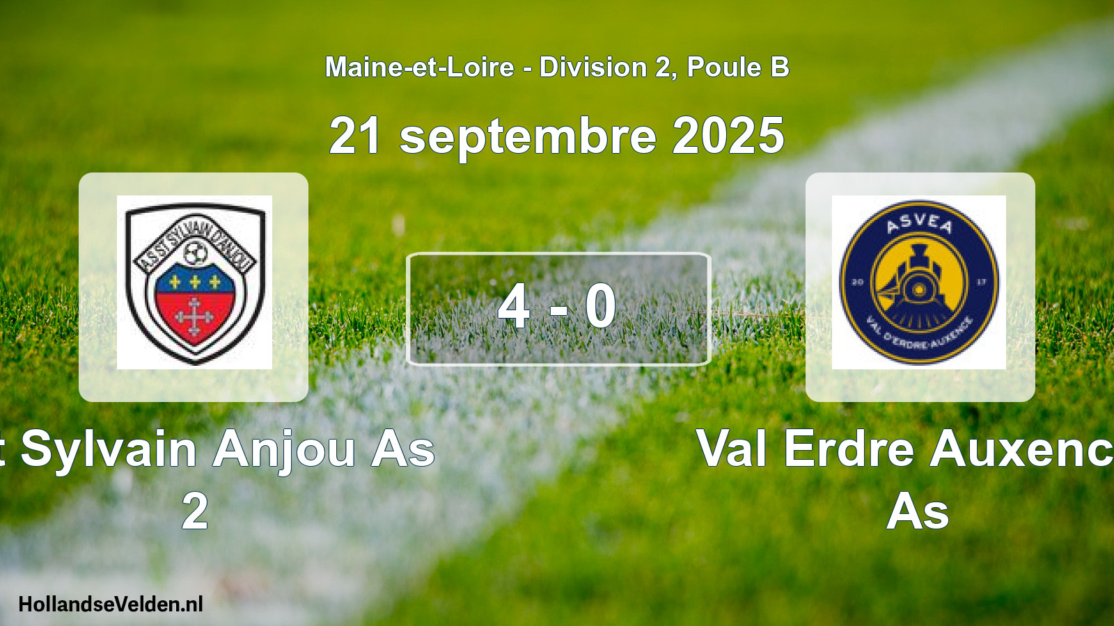 Gespeelde wedstrijd: St Sylvain Anjou As 2 - Val Erdre Auxence As 4 - 0 (21 septembre 2025)