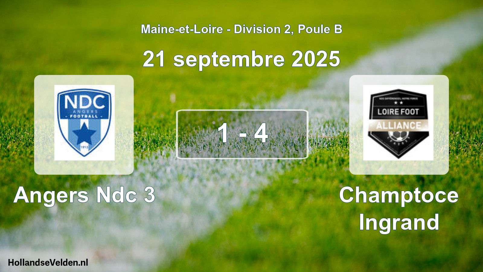 Gespeelde wedstrijd: Angers Ndc 3 - Champtoce Ingrand 1 - 4 (21 septembre 2025)