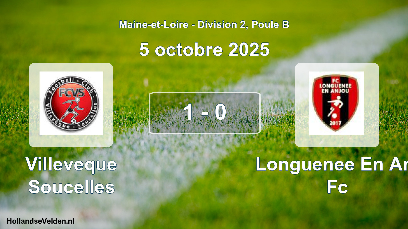 Gespeelde wedstrijd: Villeveque Soucelles - Longuenee En Anj Fc 1 - 0 (5 octobre 2025)