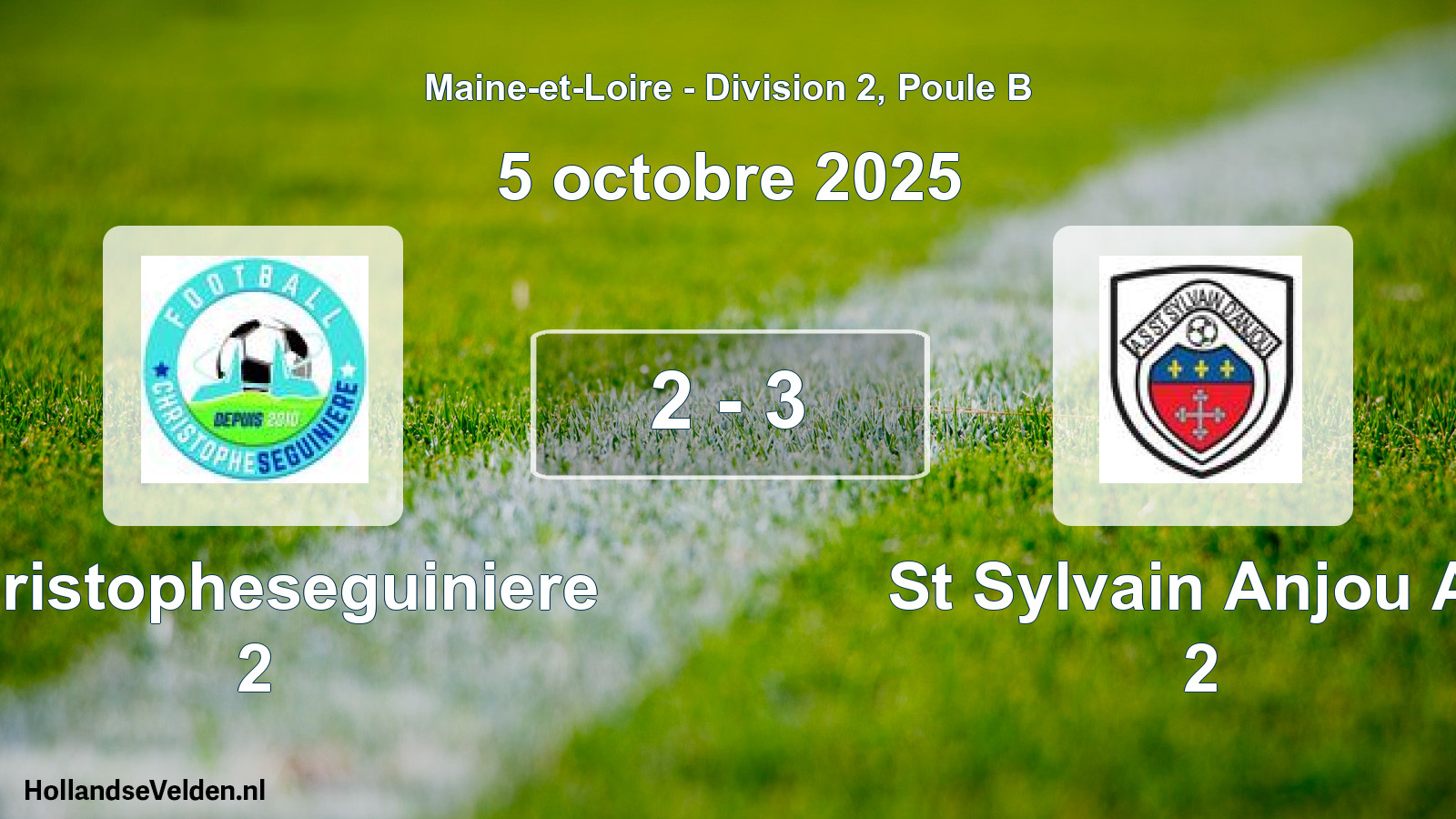 Gespeelde wedstrijd: Christopheseguiniere 2 - St Sylvain Anjou As 2 2 - 3 (5 octobre 2025)