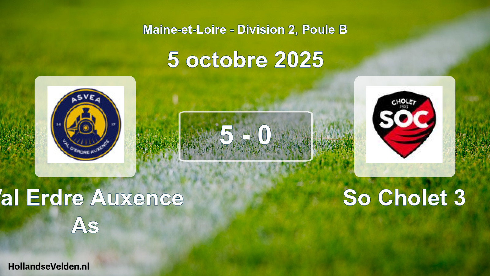 Gespeelde wedstrijd: Val Erdre Auxence As - So Cholet 3 5 - 0 (5 octobre 2025)