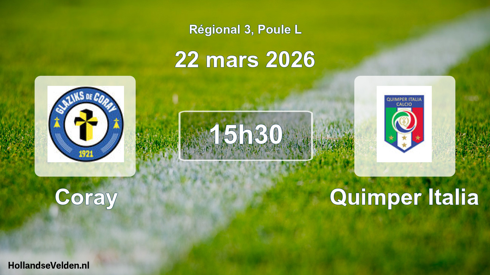 Geplande wedstrijd: Coray - Quimper Italia (22 mars 2026)