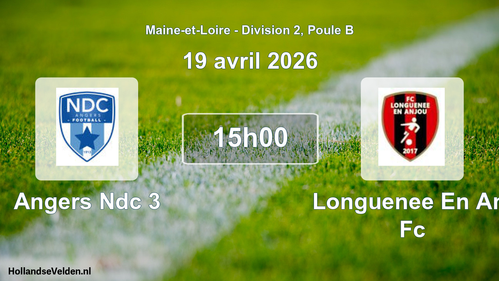 Geplande wedstrijd: Angers Ndc 3 - Longuenee En Anj Fc (19 avril 2026)