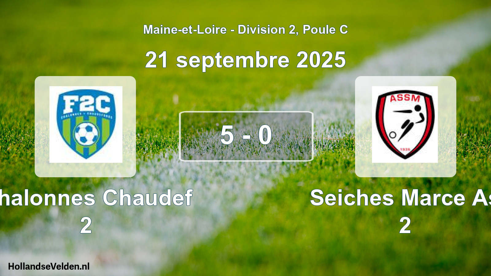 Total number of matches played: Chalonnes Chaudef 2 - Seiches Marce As 2 5 - 0 (21 September 2025)