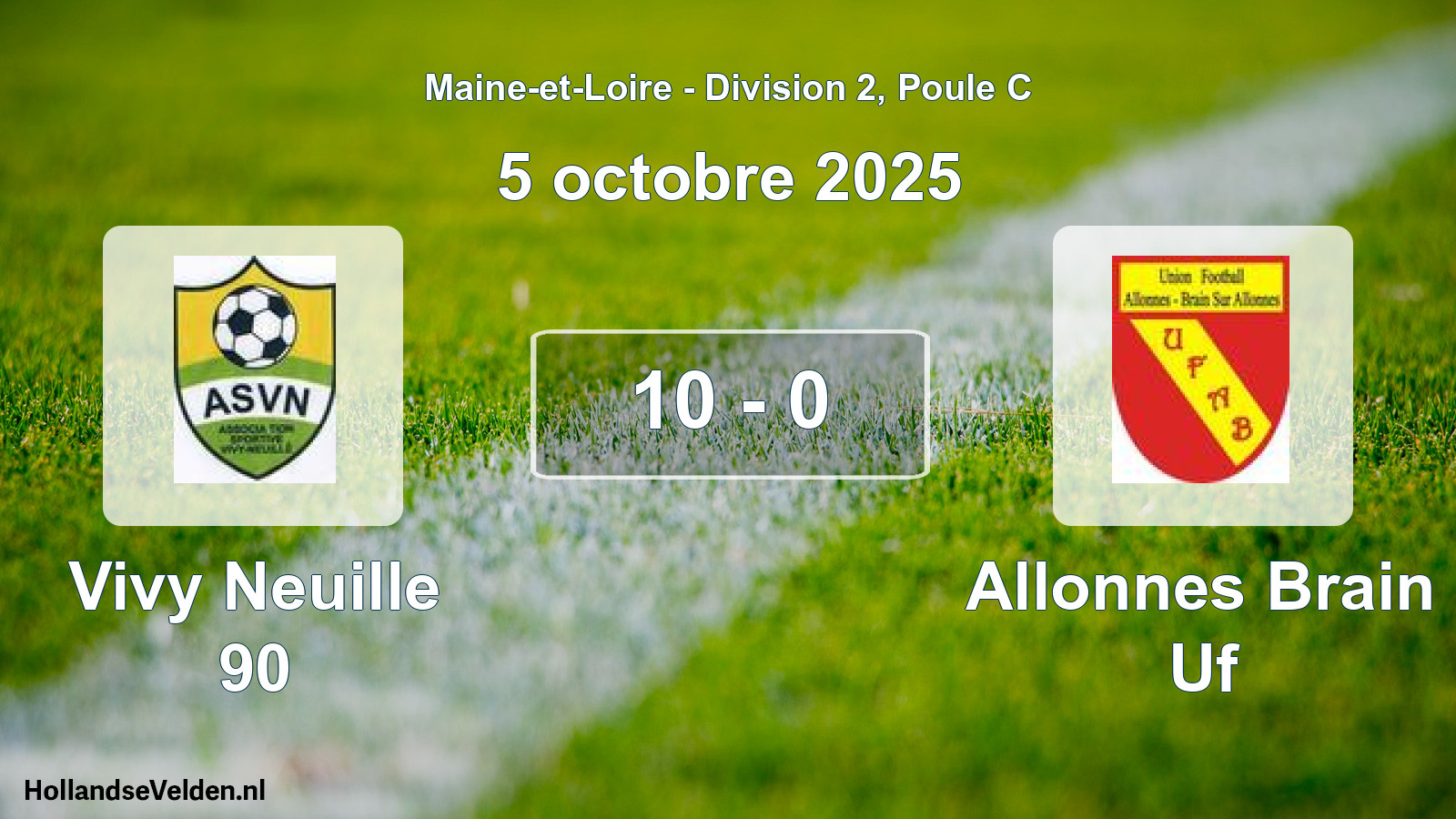 Gespeelde wedstrijd: Vivy Neuille 90 - Allonnes Brain Uf 10 - 0 (5 octobre 2025)