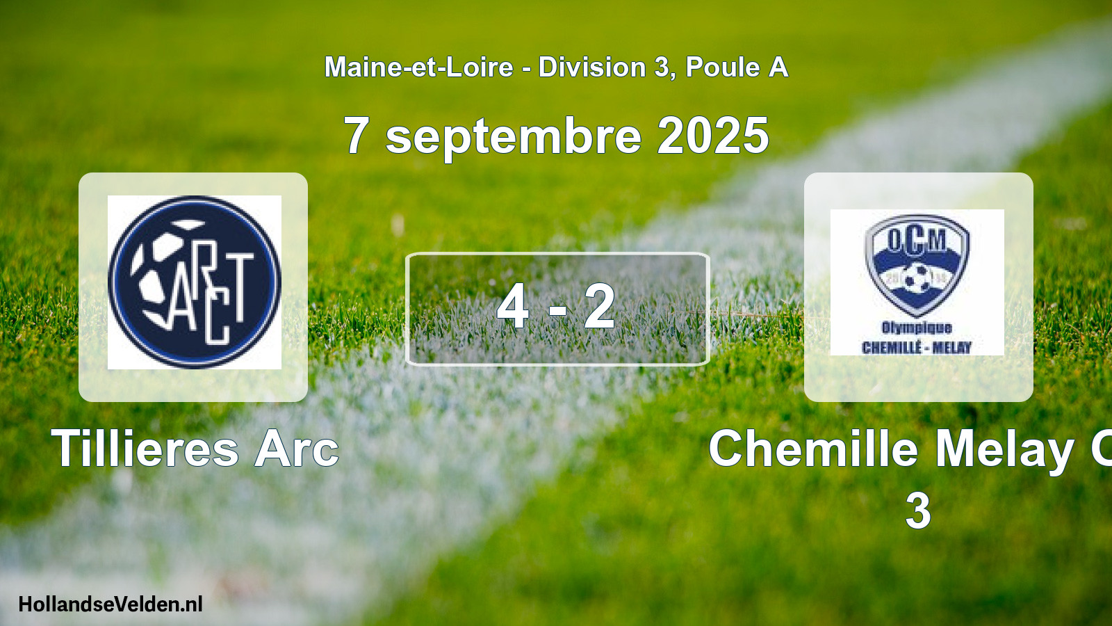 Gespeelde wedstrijd: Tillieres Arc - Chemille Melay O 3 4 - 2 (7 september 2025)