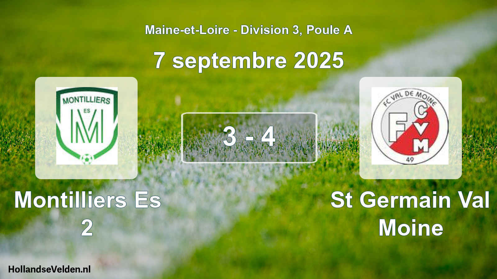 Gespeelde wedstrijd: Montilliers Es 2 - St Germain Val Moine 3 - 4 (7 september 2025)