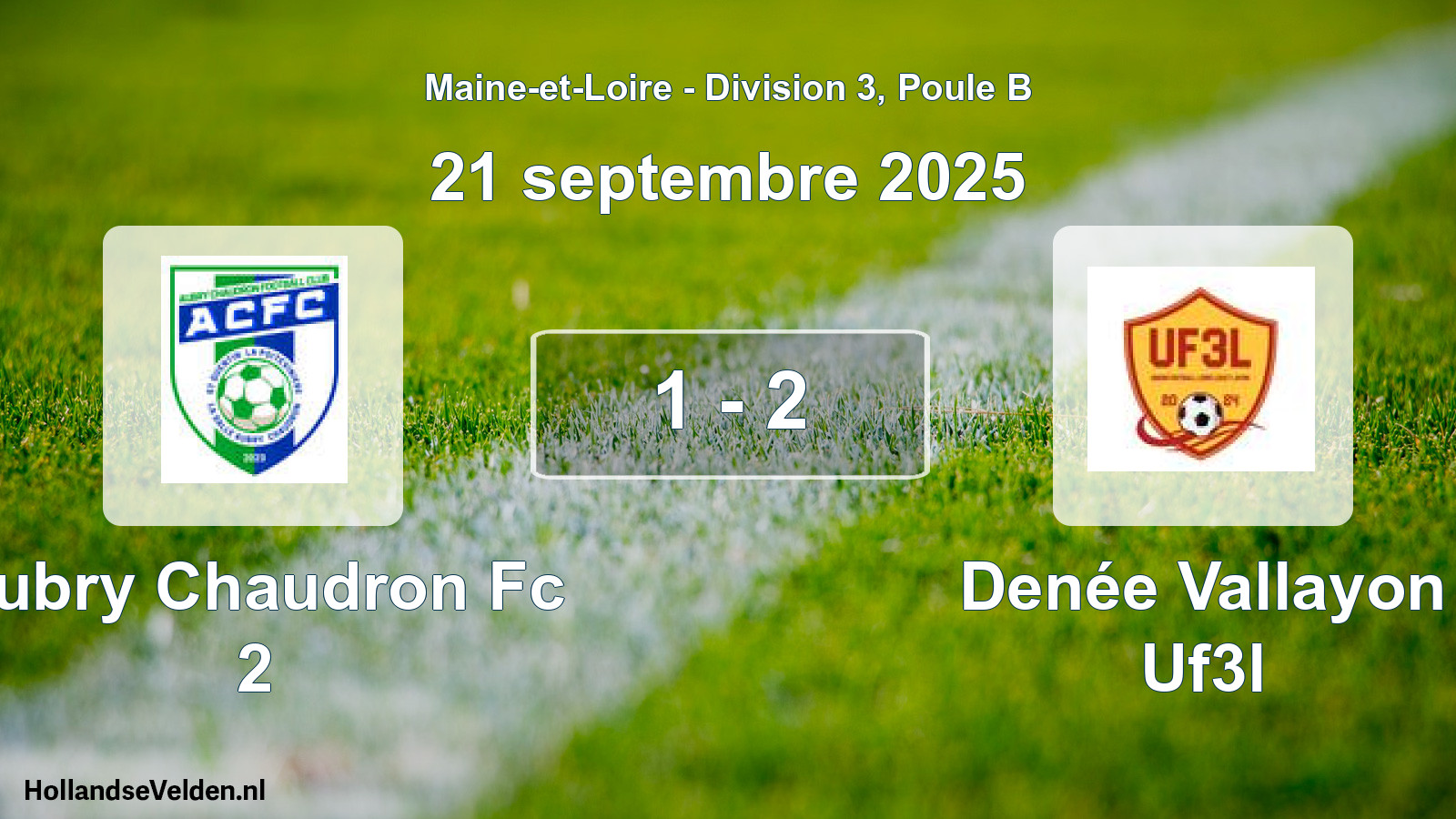 Gespeelde wedstrijd: Aubry Chaudron Fc 2 - Denée Vallayon Uf3l 1 - 2 (21 septembre 2025)