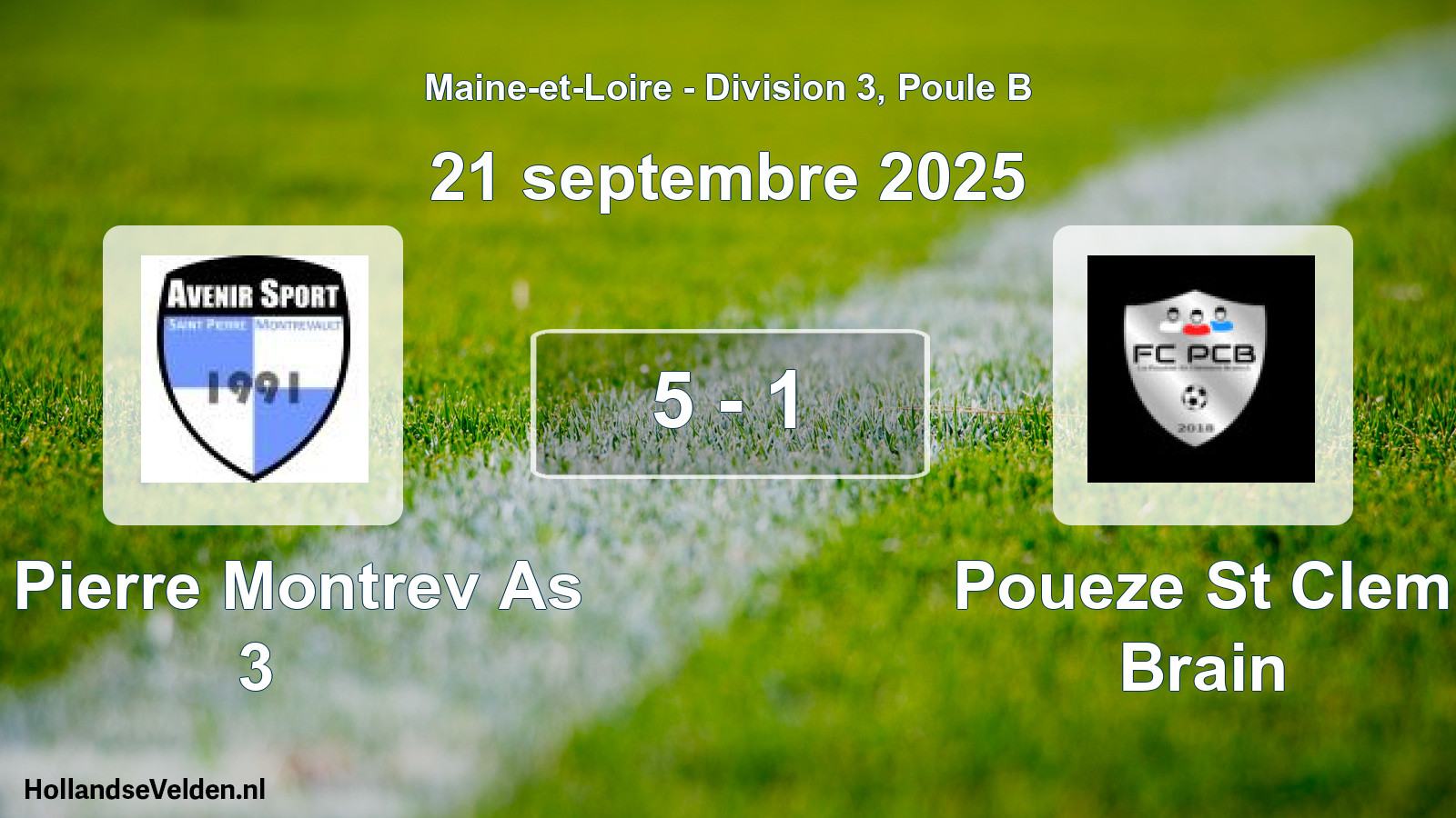 Gespeelde wedstrijd: St Pierre Montrev As 3 - Poueze St Clem Brain 5 - 1 (21 septembre 2025)