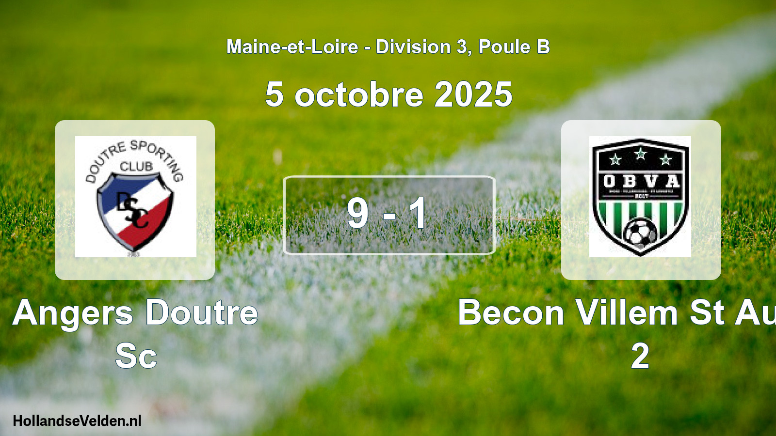 Gespeelde wedstrijd: Angers Doutre Sc - Becon Villem St Augu 2 9 - 1 (5 oktober 2025)