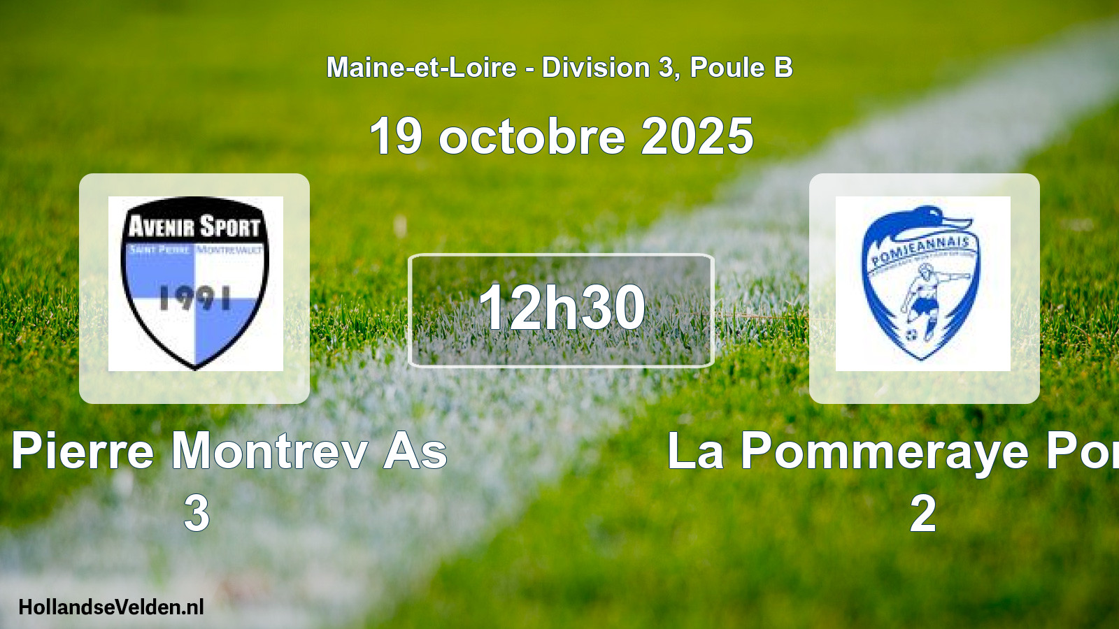 Geplande wedstrijd: St Pierre Montrev As 3 - La Pommeraye Pomj. 2 (19 oktober 2025)