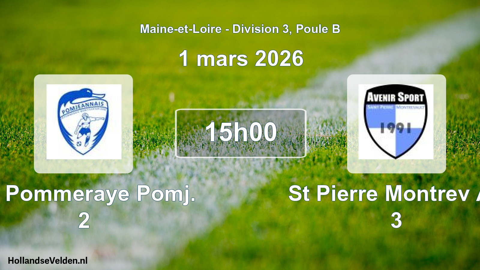Geplande wedstrijd: La Pommeraye Pomj. 2 - St Pierre Montrev As 3 (1 mars 2026)