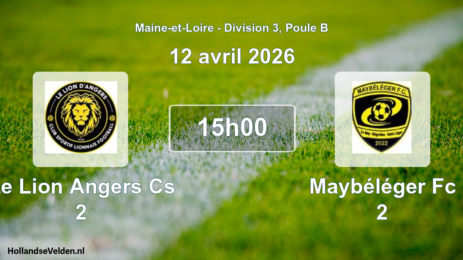 Geplande wedstrijd: Le Lion Angers Cs 2 - Maybéléger Fc 2 (12 avril 2026)