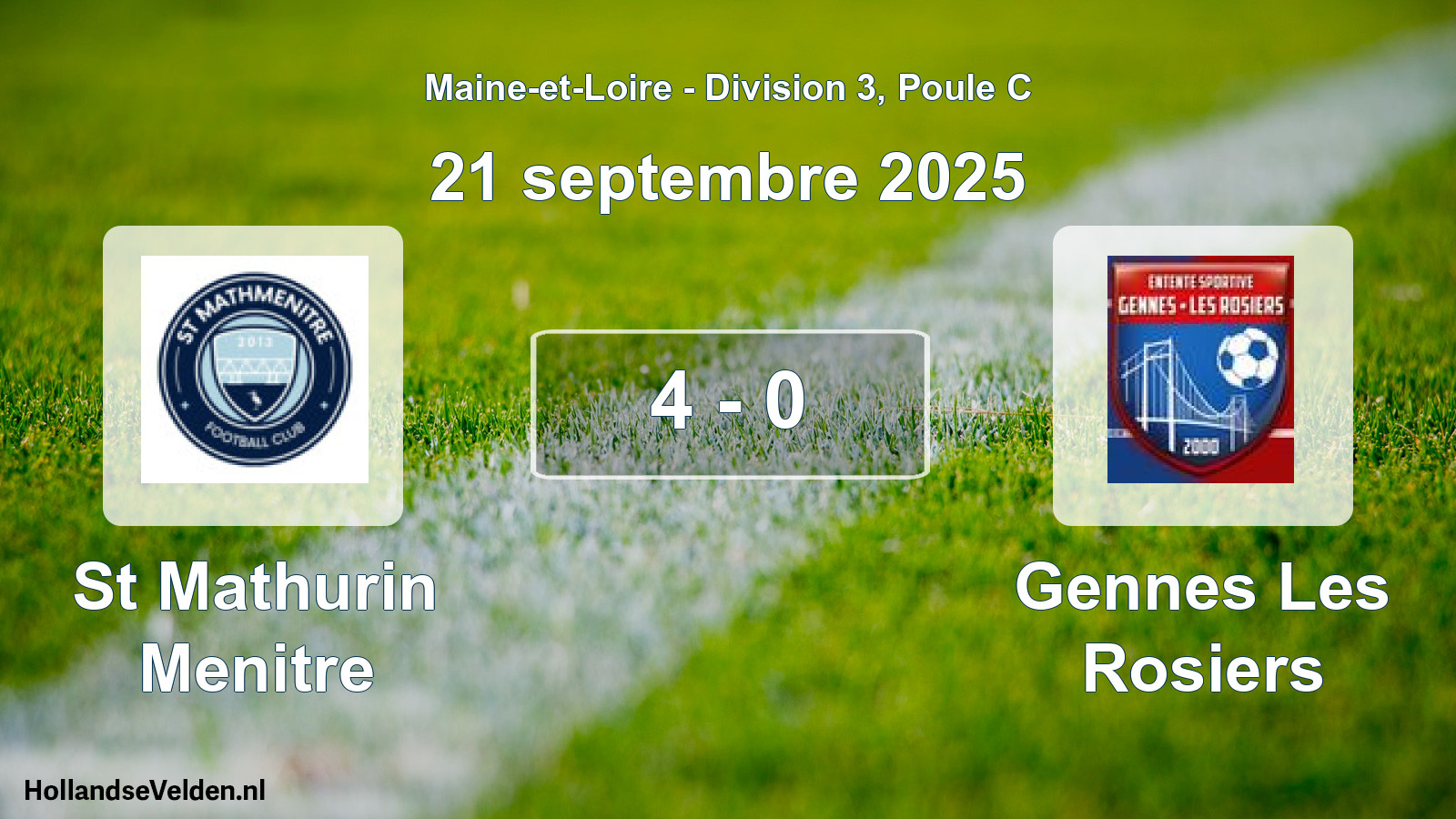 Gespeelde wedstrijd: St Mathurin Menitre - Gennes Les Rosiers 4 - 0 (21 septembre 2025)
