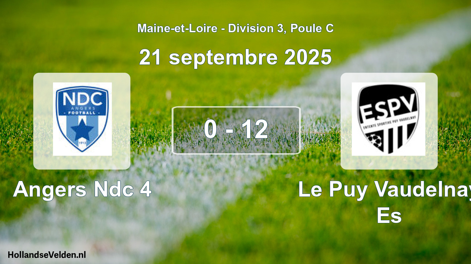 Gespeelde wedstrijd: Angers Ndc 4 - Le Puy Vaudelnay Es 0 - 12 (21 septembre 2025)