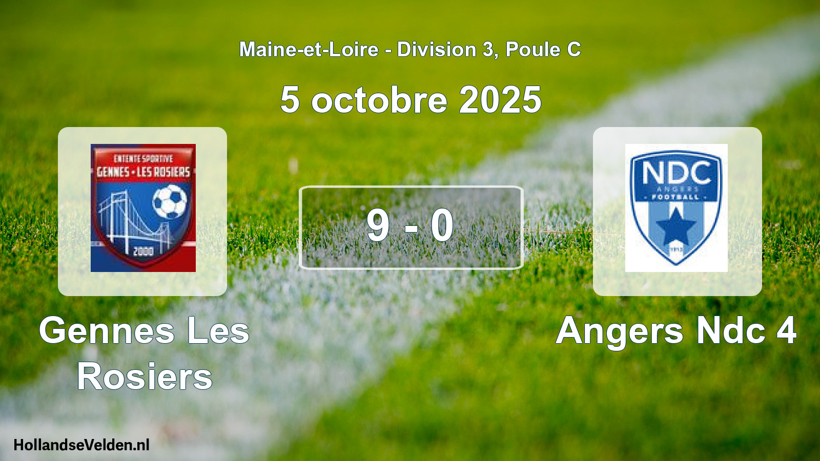 Gespeelde wedstrijd: Gennes Les Rosiers - Angers Ndc 4 9 - 0 (5 oktober 2025)
