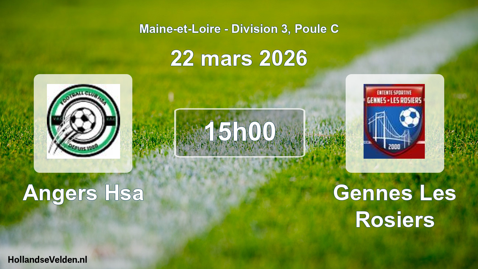 Geplande wedstrijd: Angers Hsa - Gennes Les Rosiers (22 mars 2026)