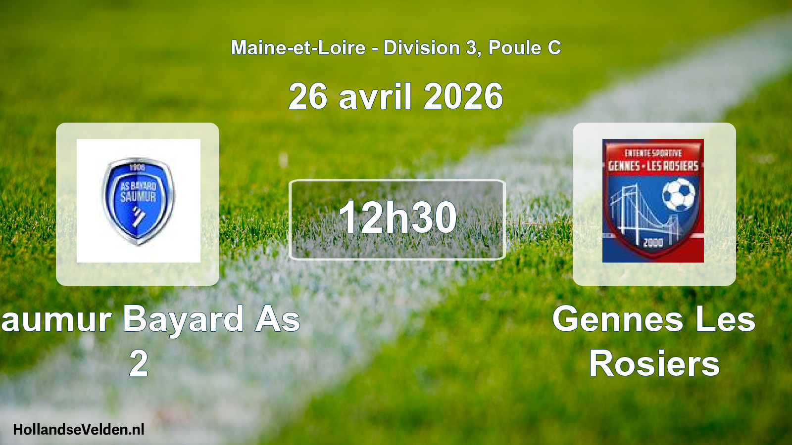 Geplande wedstrijd: Saumur Bayard As 2 - Gennes Les Rosiers (26 avril 2026)