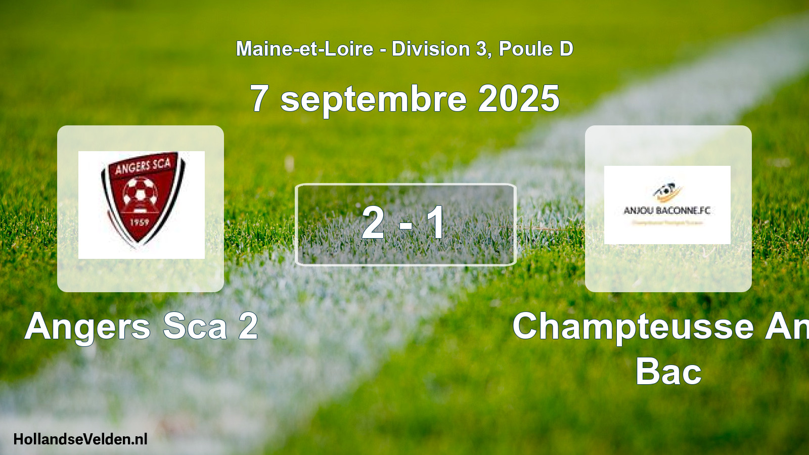 Gespeelde wedstrijd: Angers Sca 2 - Champteusse Anj Bac 2 - 1 (7 septembre 2025)