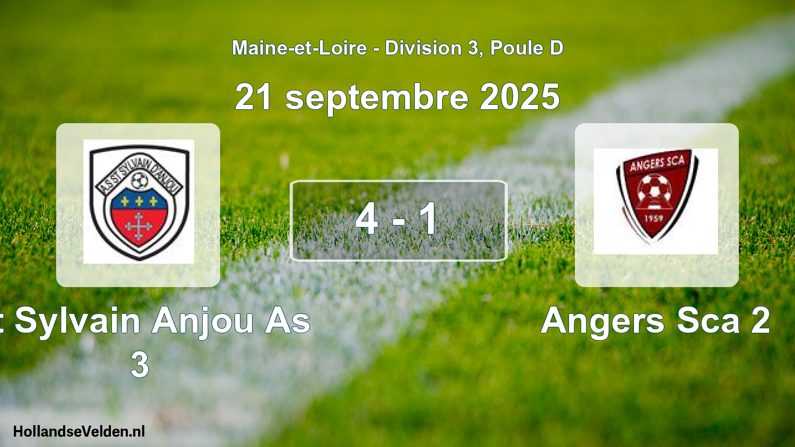 Gespeelde wedstrijd: St Sylvain Anjou As 3 - Angers Sca 2 4 - 1 (21 septembre 2025)