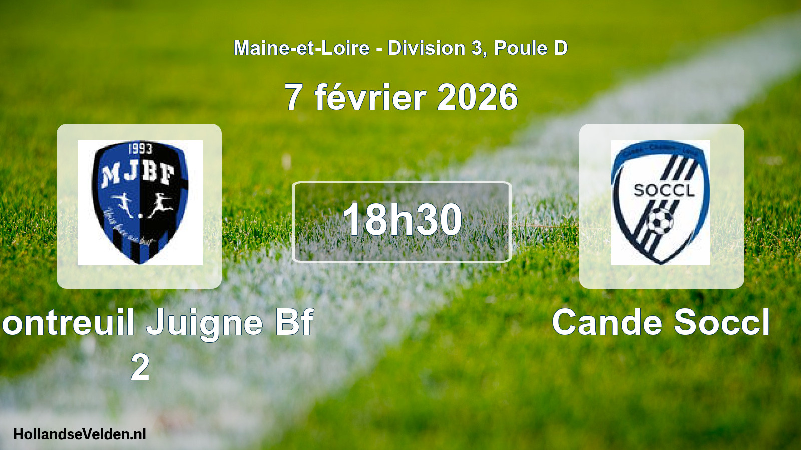 Geplande wedstrijd: Montreuil Juigne Bf 2 - Cande Soccl (7 février 2026)