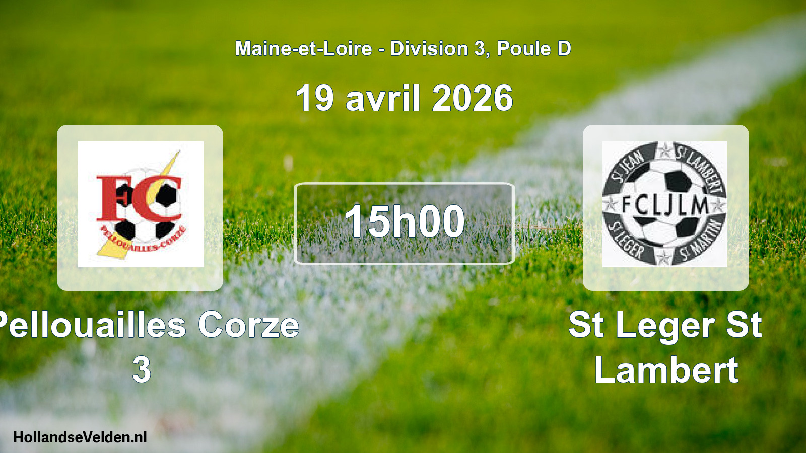 Geplande wedstrijd: Pellouailles Corze 3 - St Leger St Lambert (19 april 2026)