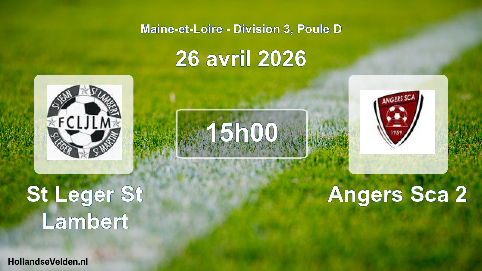 Geplande wedstrijd: St Leger St Lambert - Angers Sca 2 (26 april 2026)