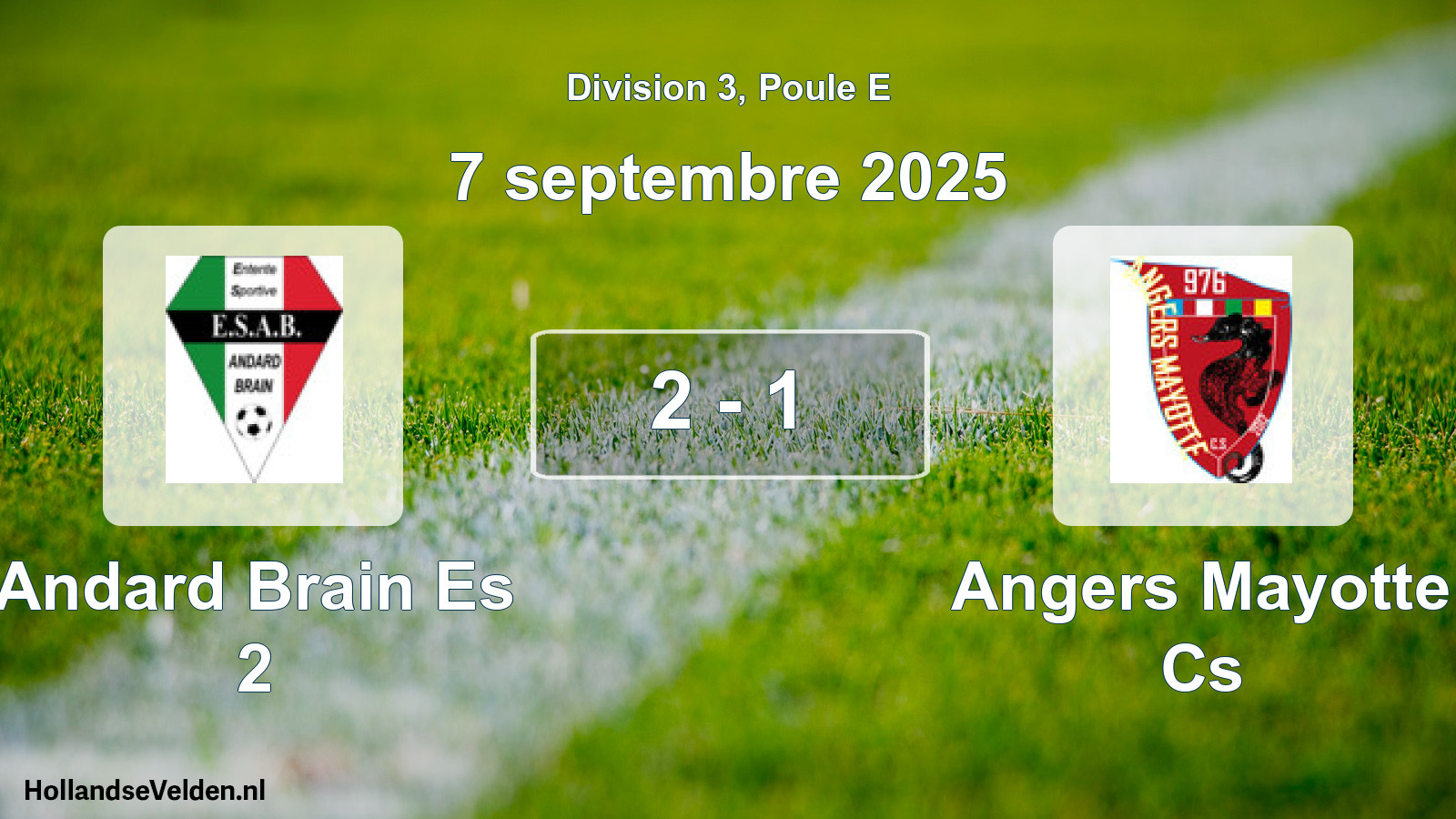 Gespeelde wedstrijd: Andard Brain Es 2 - Angers Mayotte Cs 2 - 1 (7 september 2025)