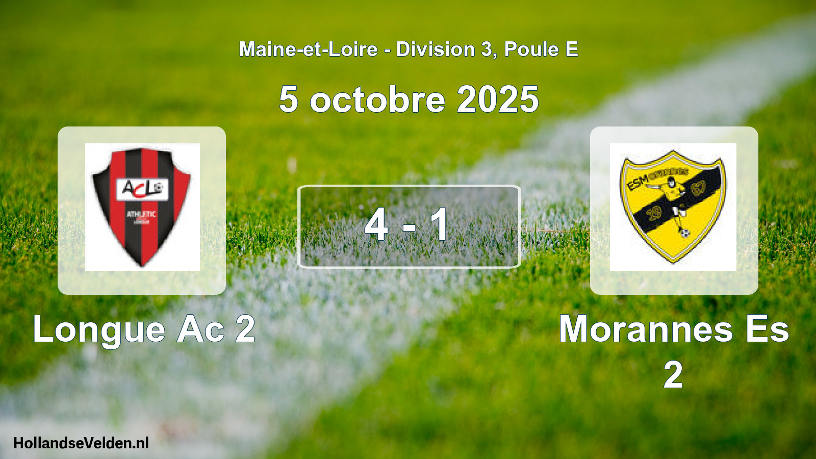 Gespeelde wedstrijd: Longue Ac 2 - Morannes Es 2 4 - 1 (5 octobre 2025)