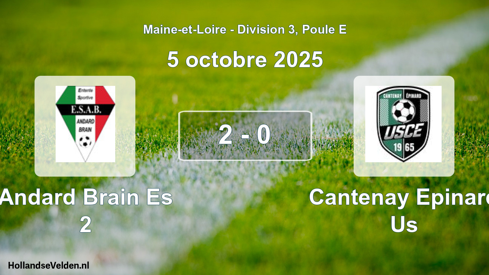 Gespeelde wedstrijd: Andard Brain Es 2 - Cantenay Epinard Us 2 - 0 (5 oktober 2025)