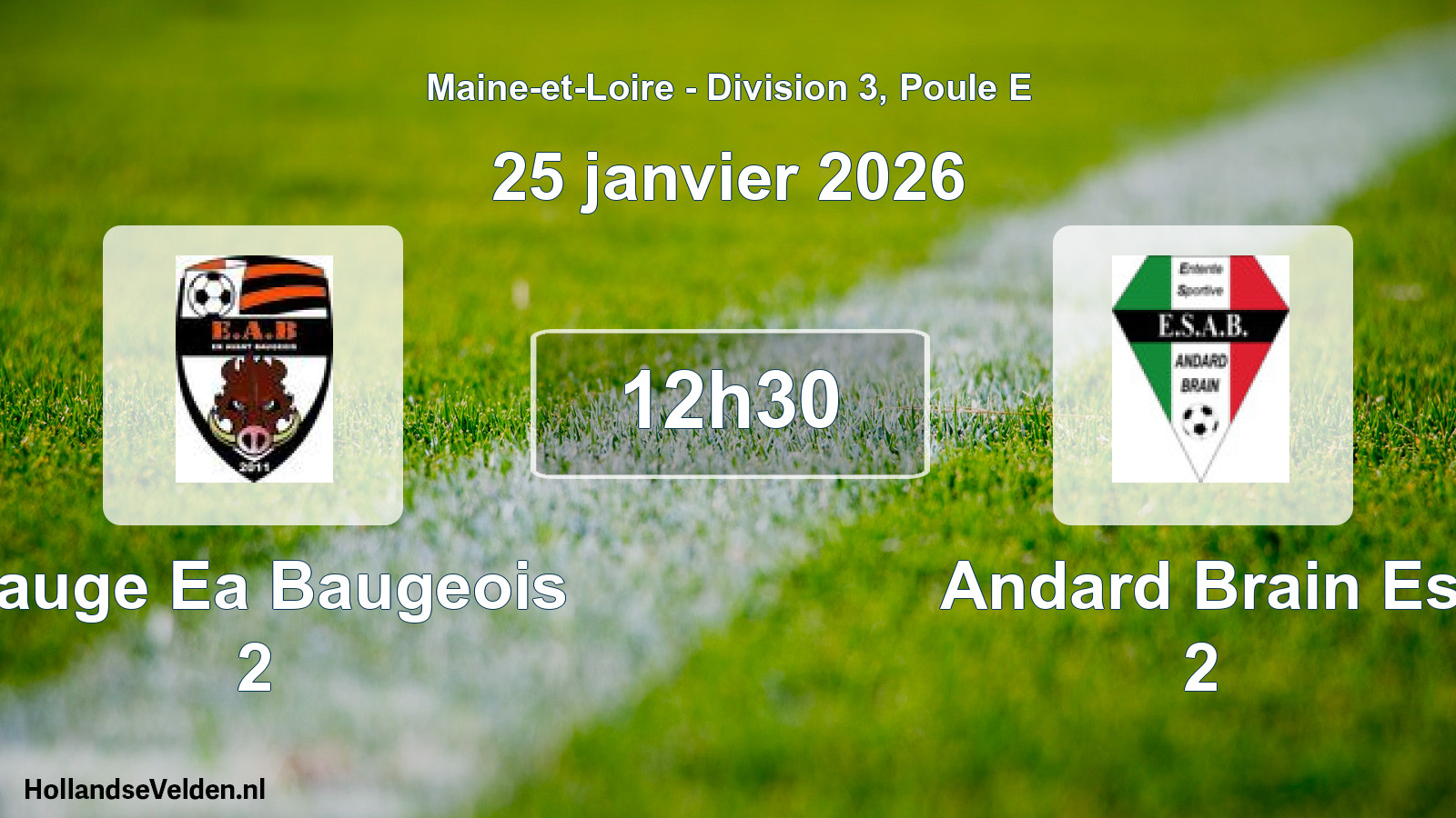 Geplande wedstrijd: Bauge Ea Baugeois 2 - Andard Brain Es 2 (25 janvier 2026)