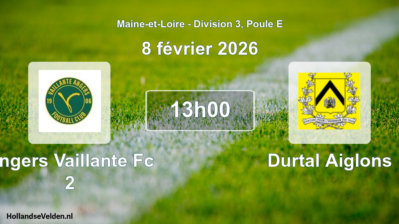 Geplande wedstrijd: Angers Vaillante Fc 2 - Durtal Aiglons (8 février 2026)