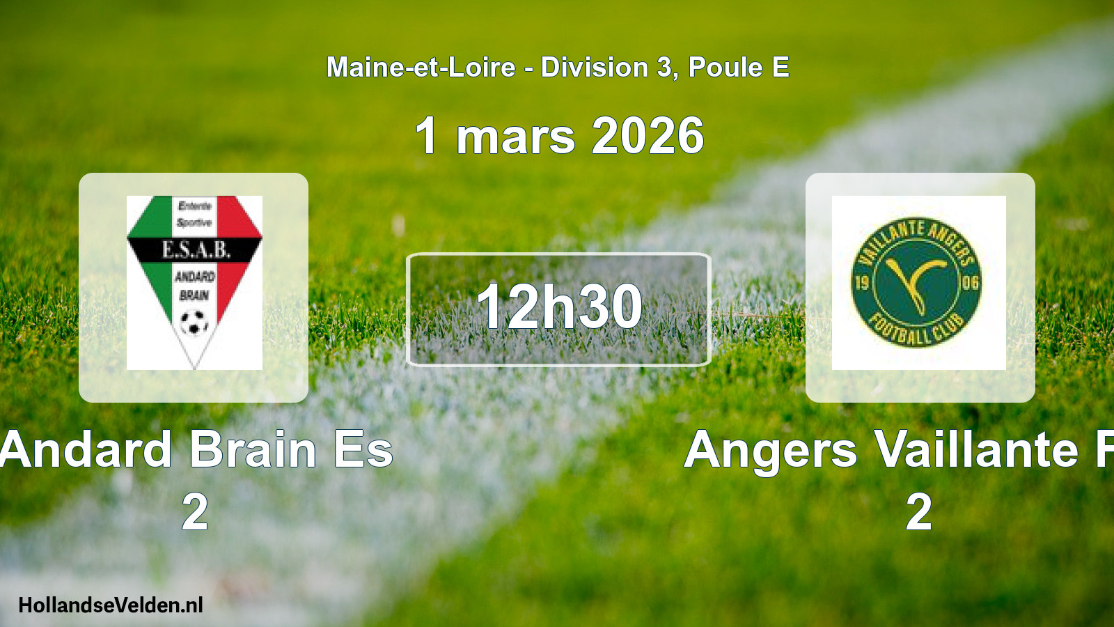 Geplande wedstrijd: Andard Brain Es 2 - Angers Vaillante Fc 2 (1 mars 2026)