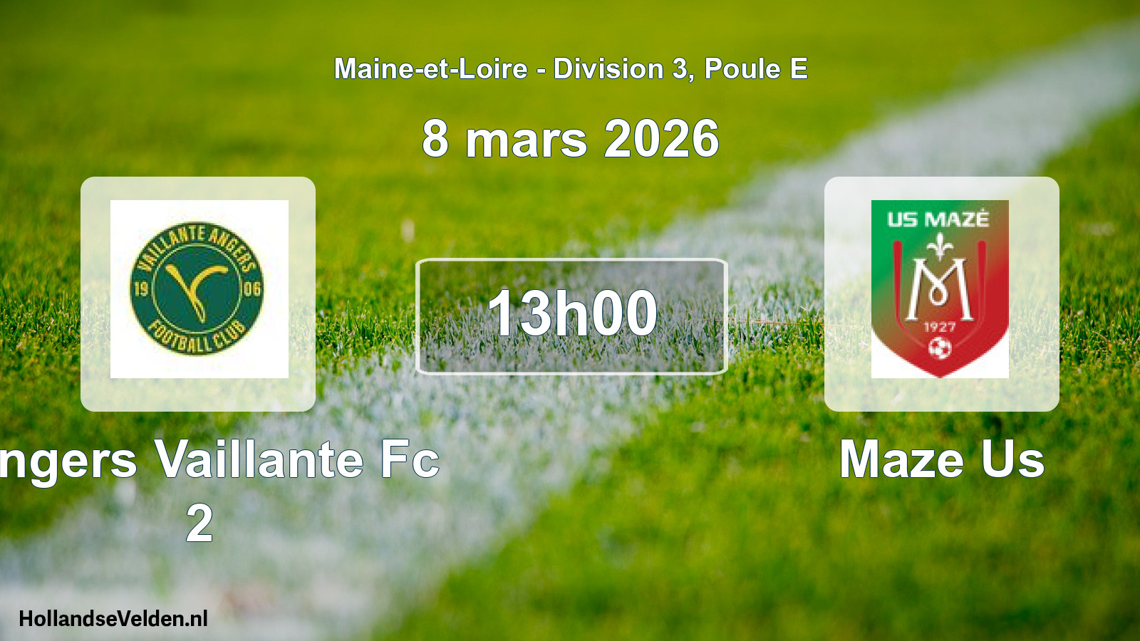 Geplande wedstrijd: Angers Vaillante Fc 2 - Maze Us (8 mars 2026)