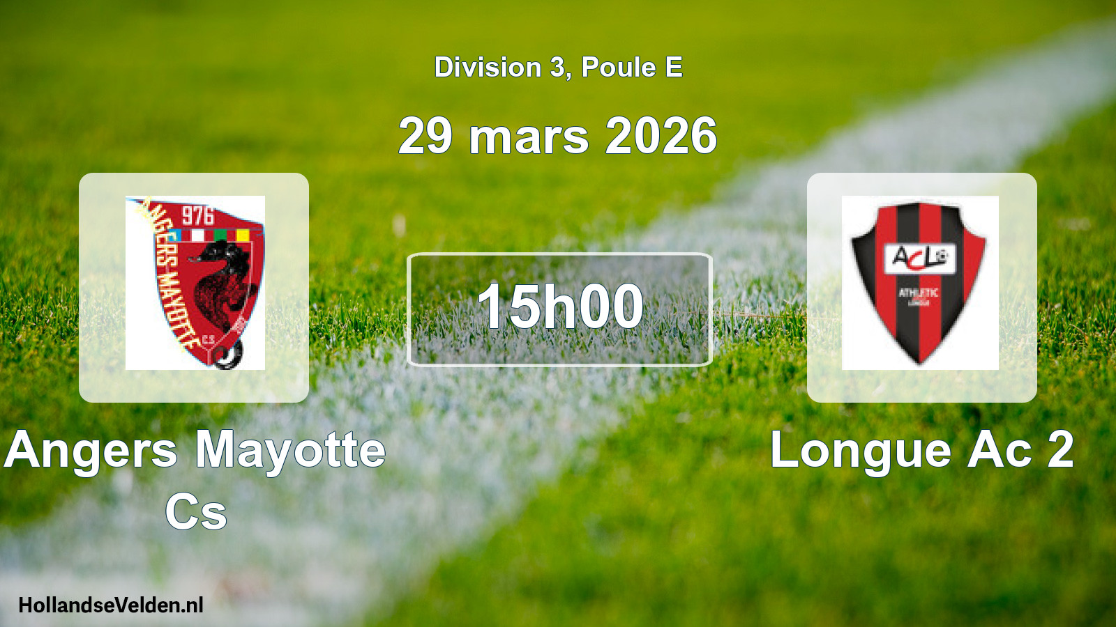 Geplande wedstrijd: Angers Mayotte Cs - Longue Ac 2 (29 maart 2026)