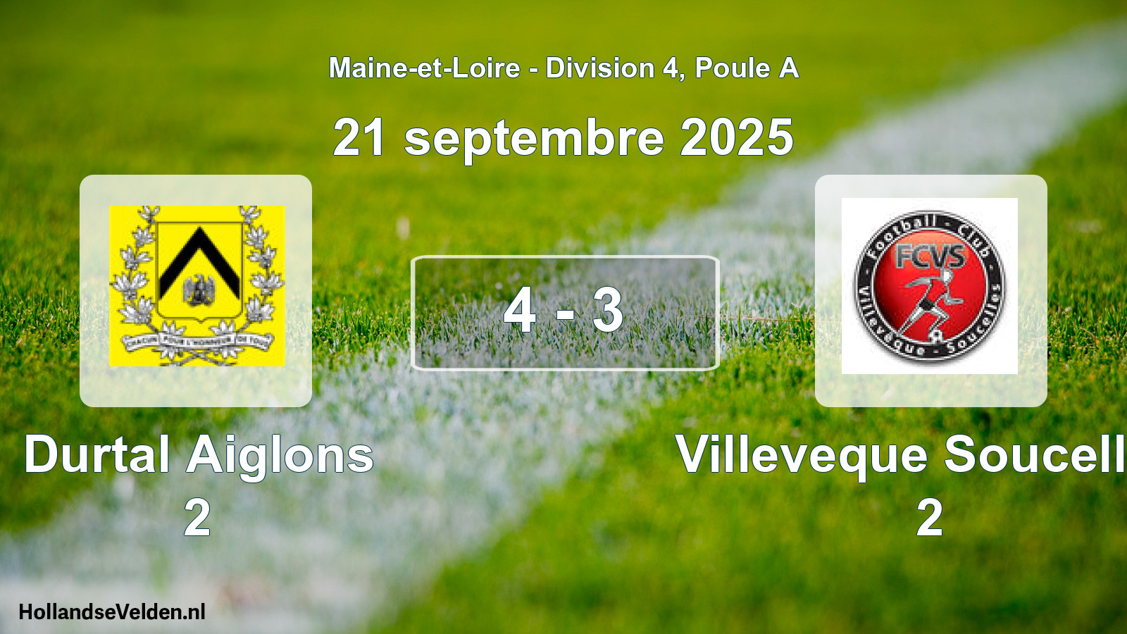 Total number of matches played: Durtal Aiglons 2 - Villeveque Soucelles 2 4 - 3 (21 September 2025)