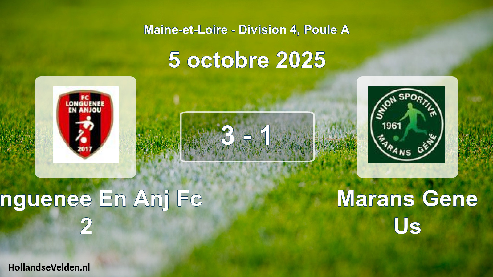 Gespeelde wedstrijd: Longuenee En Anj Fc 2 - Marans Gene Us 3 - 1 (5 oktober 2025)
