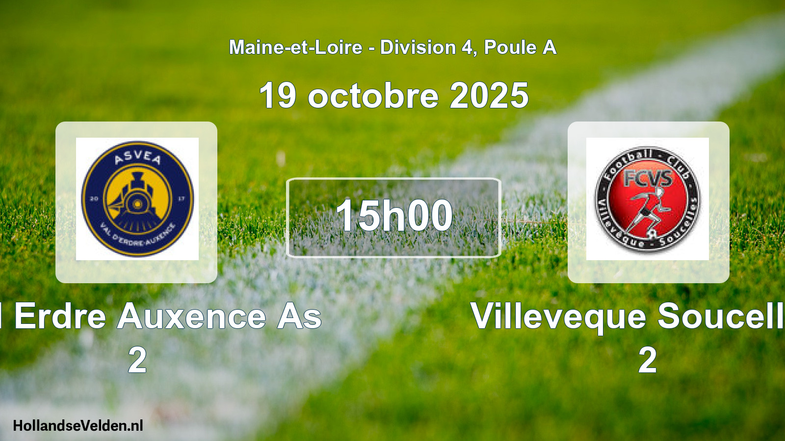 Geplande wedstrijd: Val Erdre Auxence As 2 - Villeveque Soucelles 2 (19 oktober 2025)