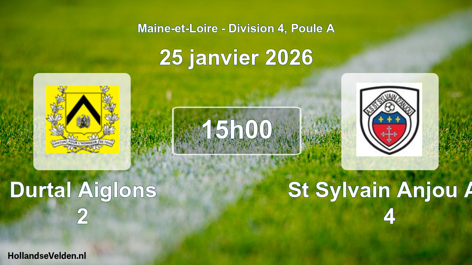 Geplande wedstrijd: Durtal Aiglons 2 - St Sylvain Anjou As 4 (25 januari 2026)