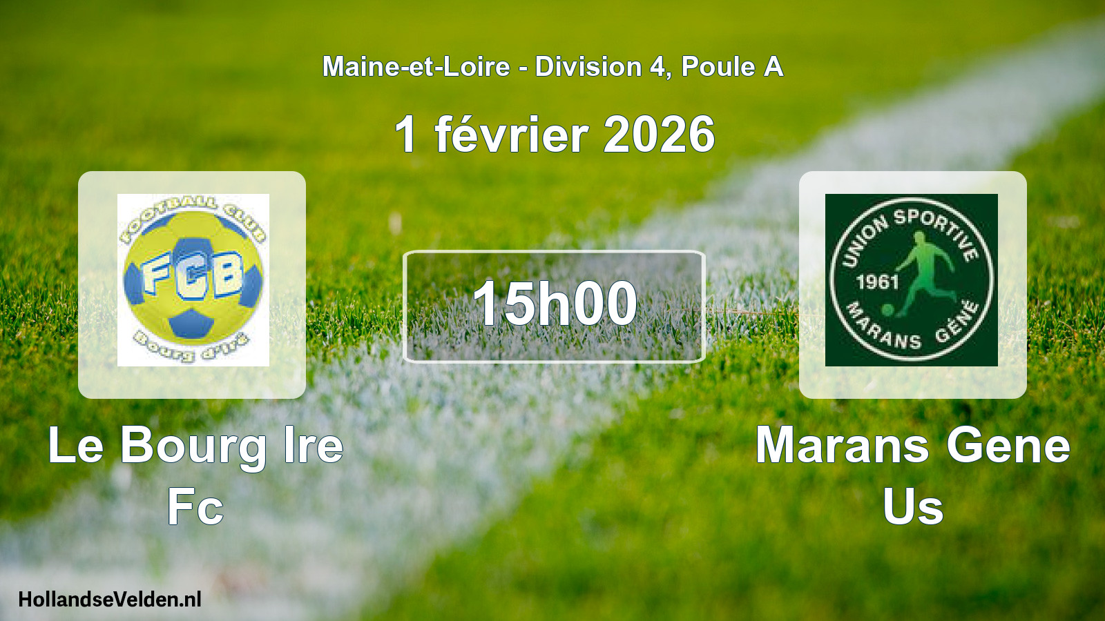 Scheduled Match: Le Bourg Ire Fc - Marans Gene Us (1 February 2026)