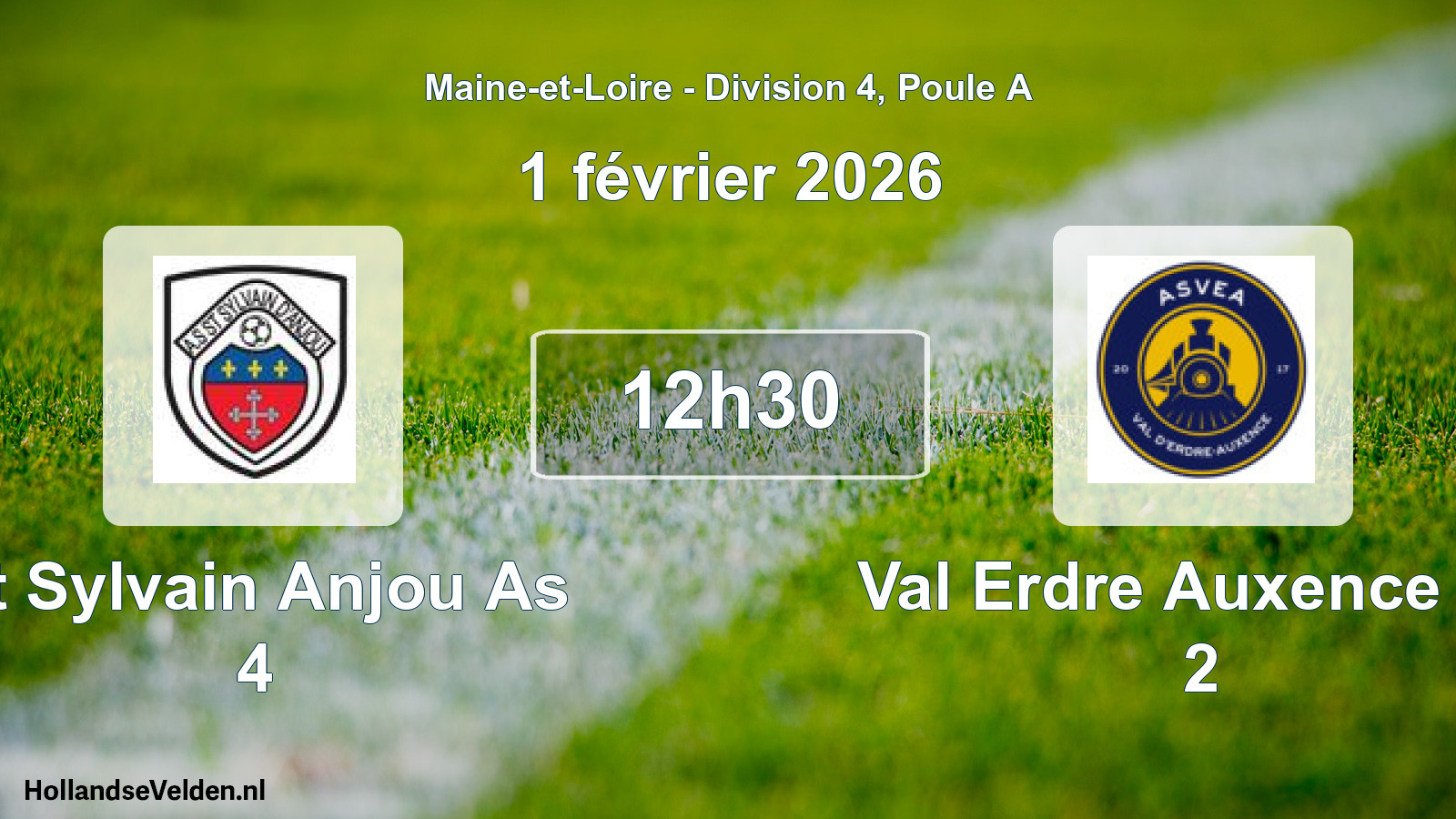 Scheduled Match: St Sylvain Anjou As 4 - Val Erdre Auxence As 2 (1 February 2026)