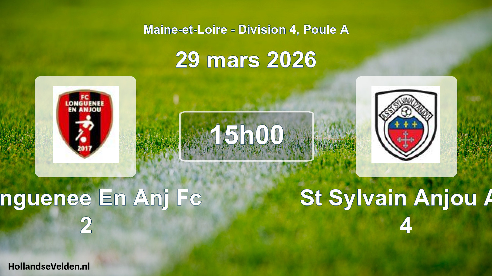 Geplande wedstrijd: Longuenee En Anj Fc 2 - St Sylvain Anjou As 4 (29 mars 2026)