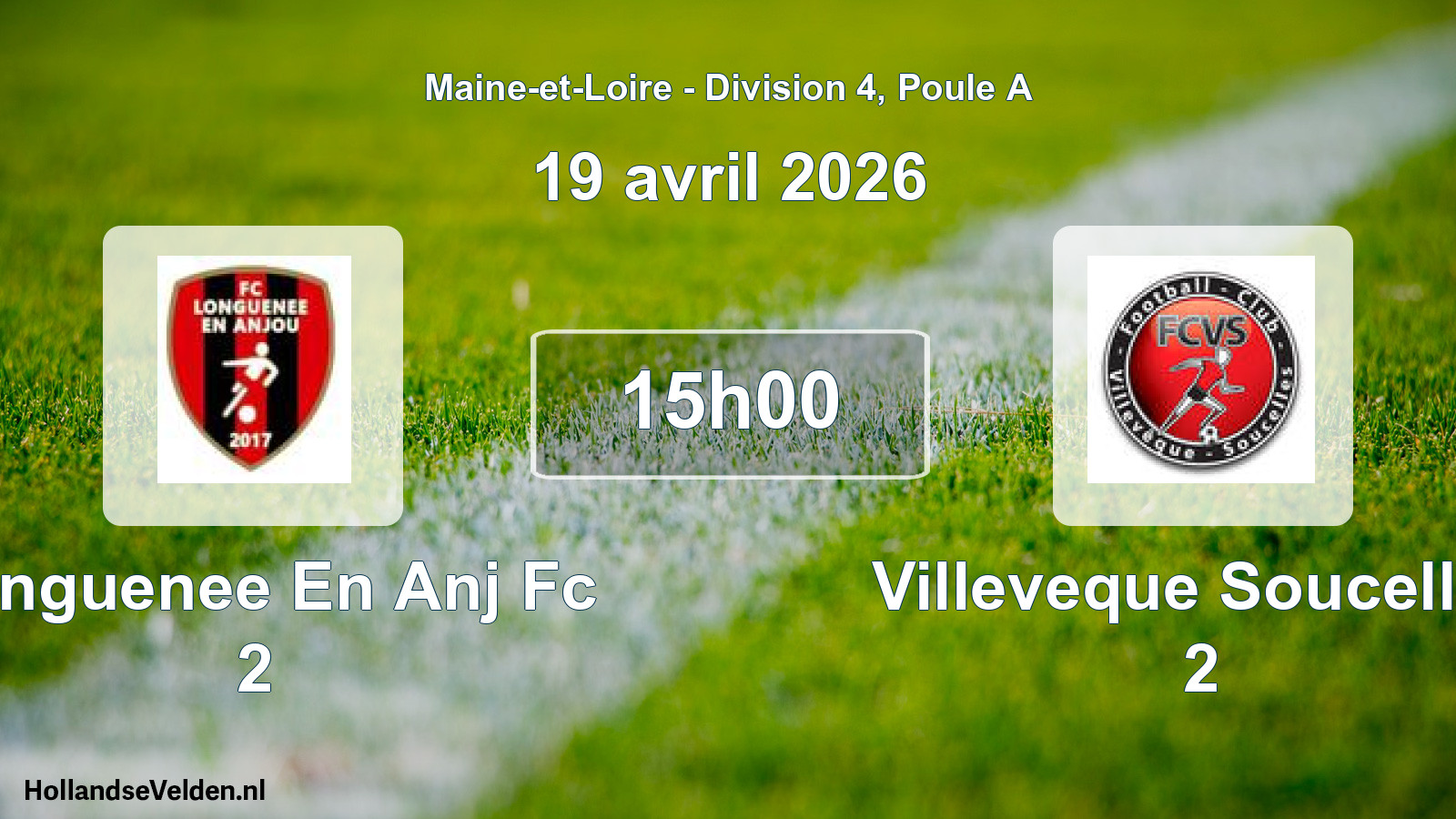 Geplande wedstrijd: Longuenee En Anj Fc 2 - Villeveque Soucelles 2 (19 april 2026)