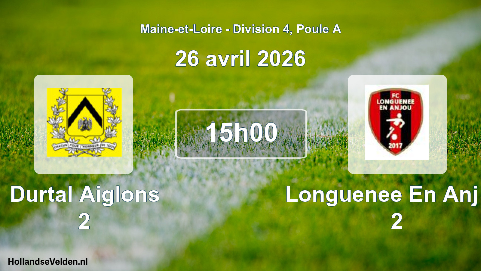 Geplande wedstrijd: Durtal Aiglons 2 - Longuenee En Anj Fc 2 (26 april 2026)