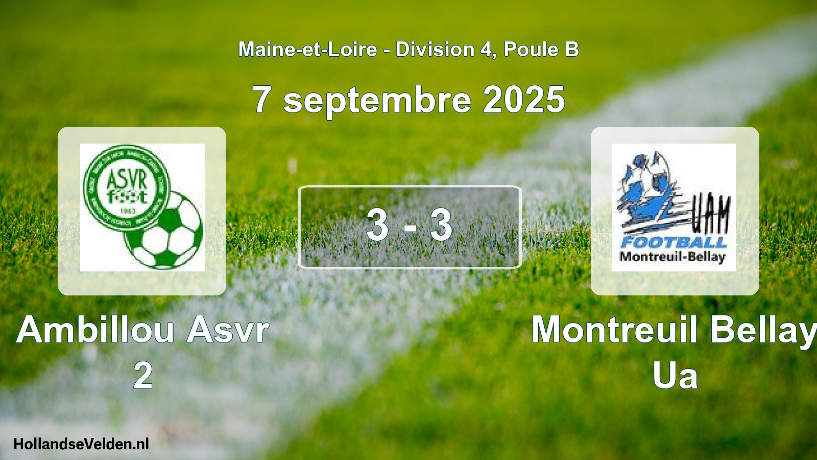Gespeelde wedstrijd: Ambillou Asvr 2 - Montreuil Bellay Ua 3 - 3 (7 septembre 2025)