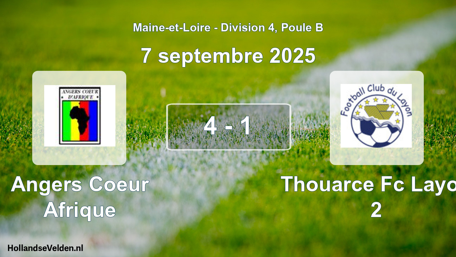 Gespeelde wedstrijd: Angers Coeur Afrique - Thouarce Fc Layon 2 4 - 1 (7 septembre 2025)