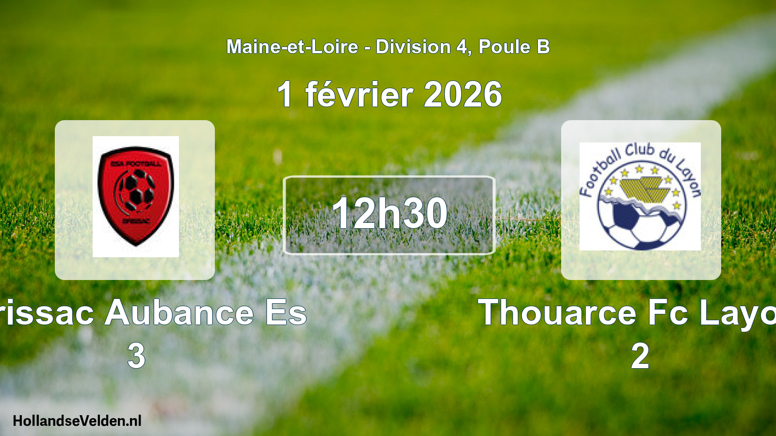 Geplande wedstrijd: Brissac Aubance Es 3 - Thouarce Fc Layon 2 (1 février 2026)